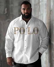 Big Men's Casual Simple Plaid POLO Print Lapel Long Sleeve Shirt