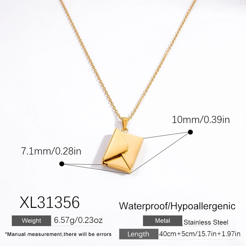 Vintage Style Classic Style Book Envelope Heart Shape Titanium Steel Plating Pendant Necklace