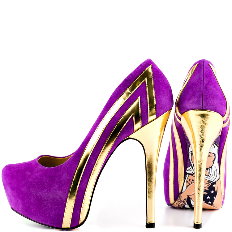 Purple Almond Toe Platform Stiletto Pumps Vdcoo