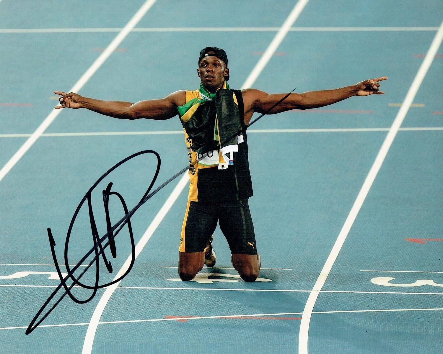 Usain Bolt SIGNED Rio 2016 Olympic Athlete 10x8 Race Photo Poster painting 2 AFTAL Autograph COA