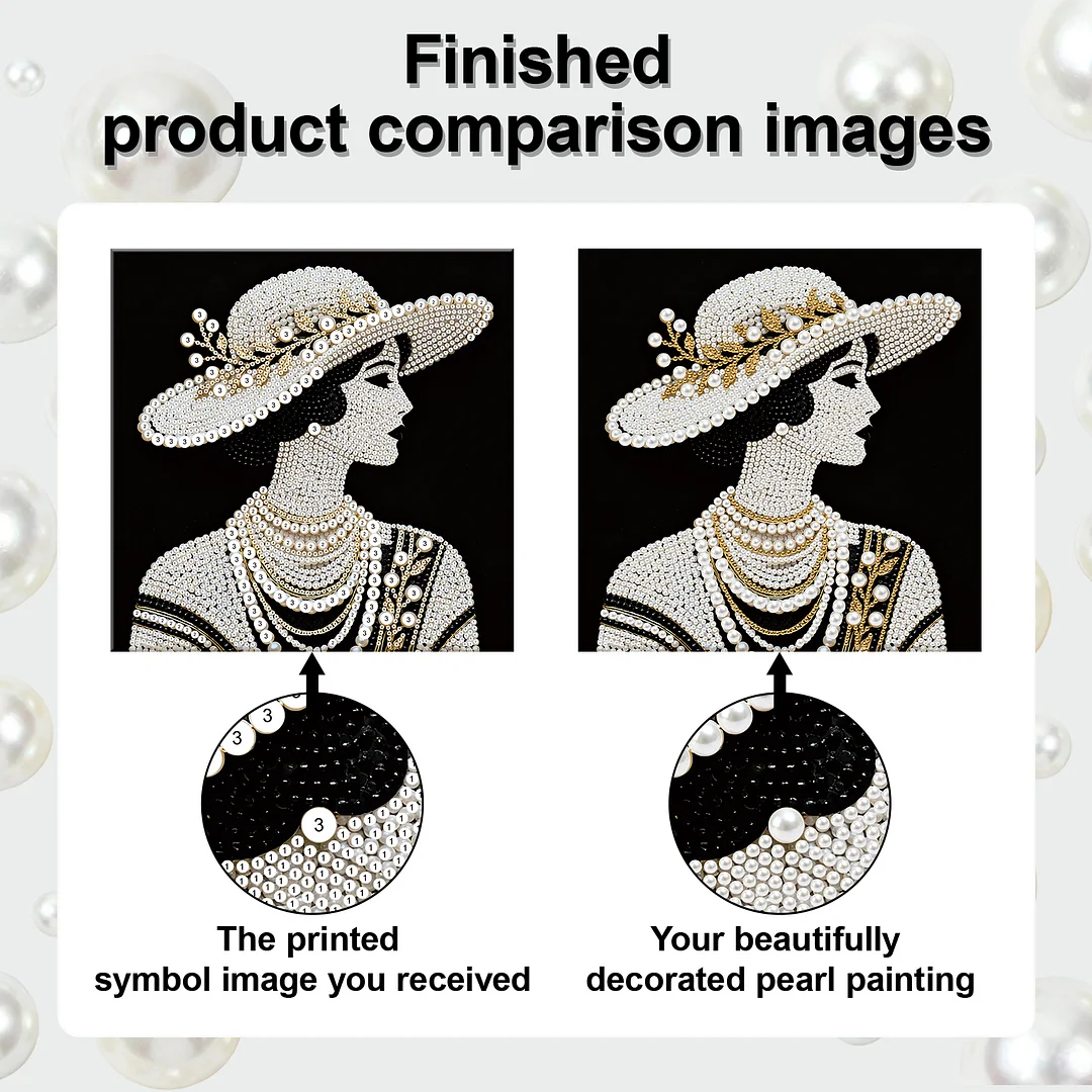 Lady DIY Pearl Art Diamond Painting Kit for Adults Home Decor 25x25cm With Frame