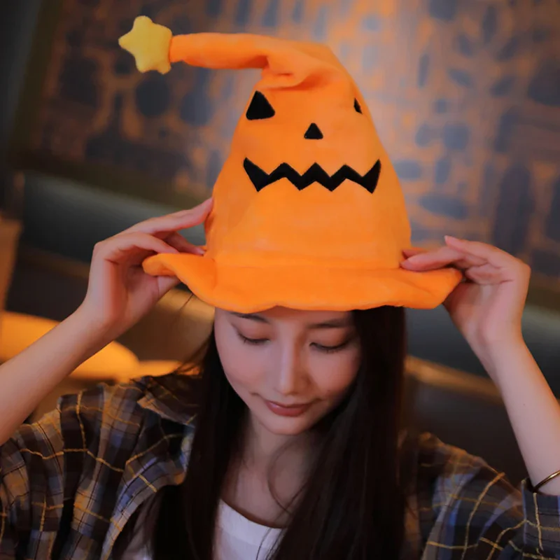 Funny Halloween Pumpkin and Witch Hat