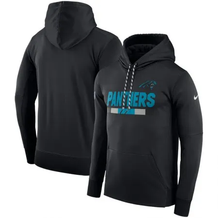 Men's Carolina Panthers  Black Sideline Team Name Performance Pullover Hoodie