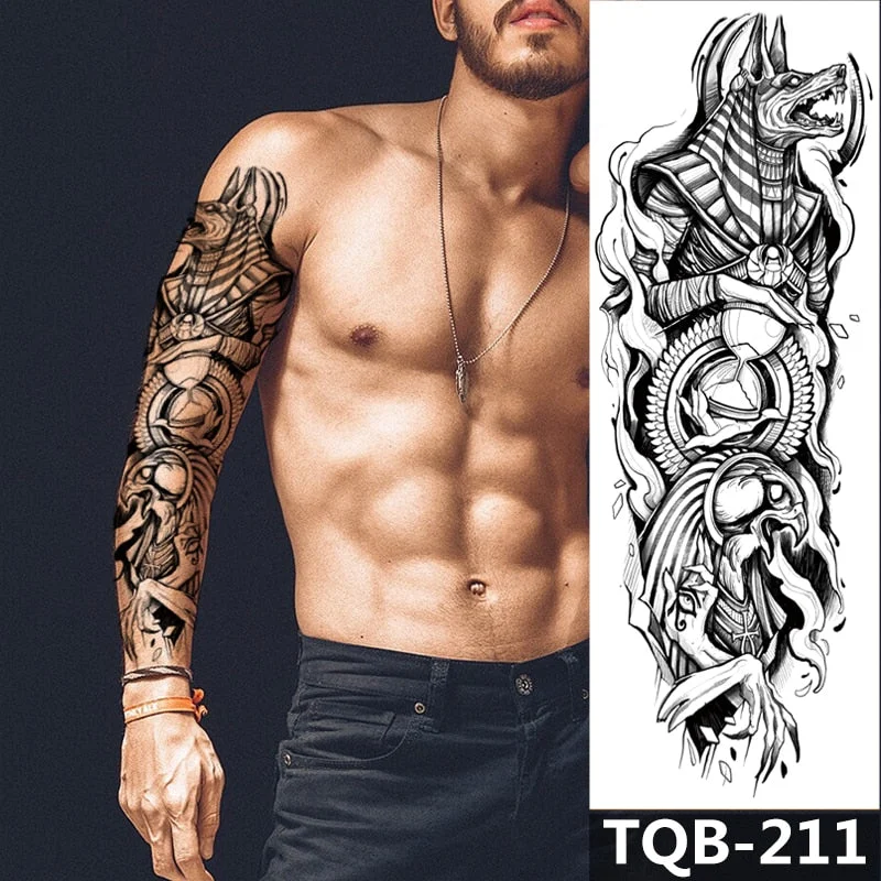 Waterproof Temporary Tattoo Sticker Totem Mechanical Full Arm Large Size Sleeve Tatoo Fake Tatto Flash Tattoos For Men Women