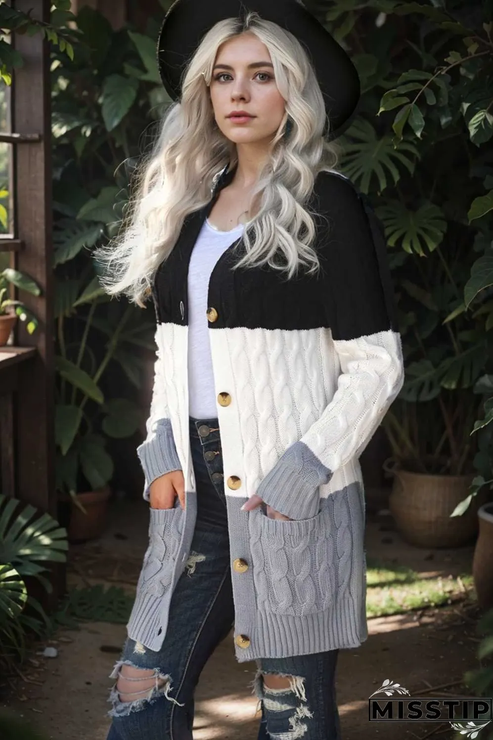 cozy cable knit button front long sleeve cardigan