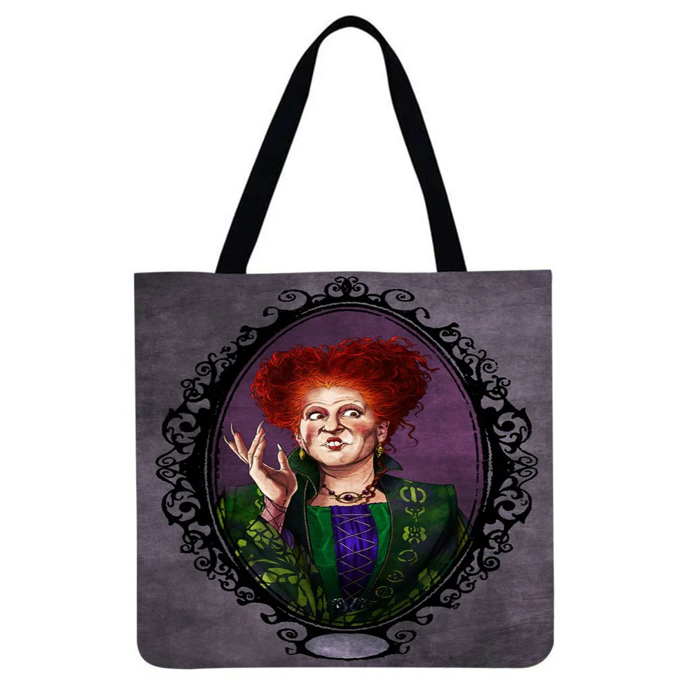 Linen Tote Bag-Cartoon witch