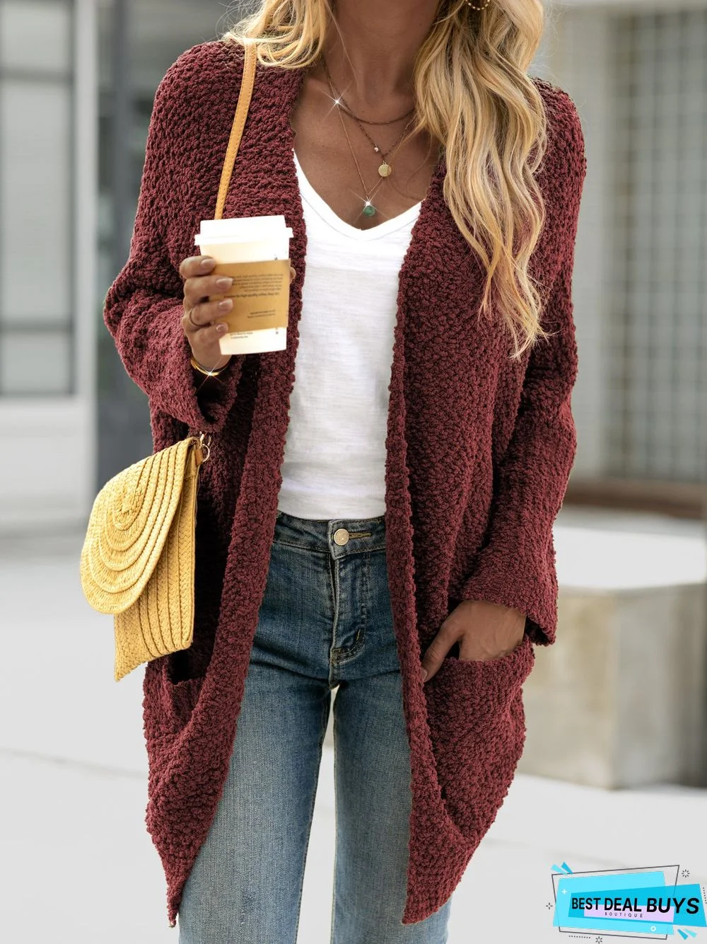 plain long sleeve Cardigan
