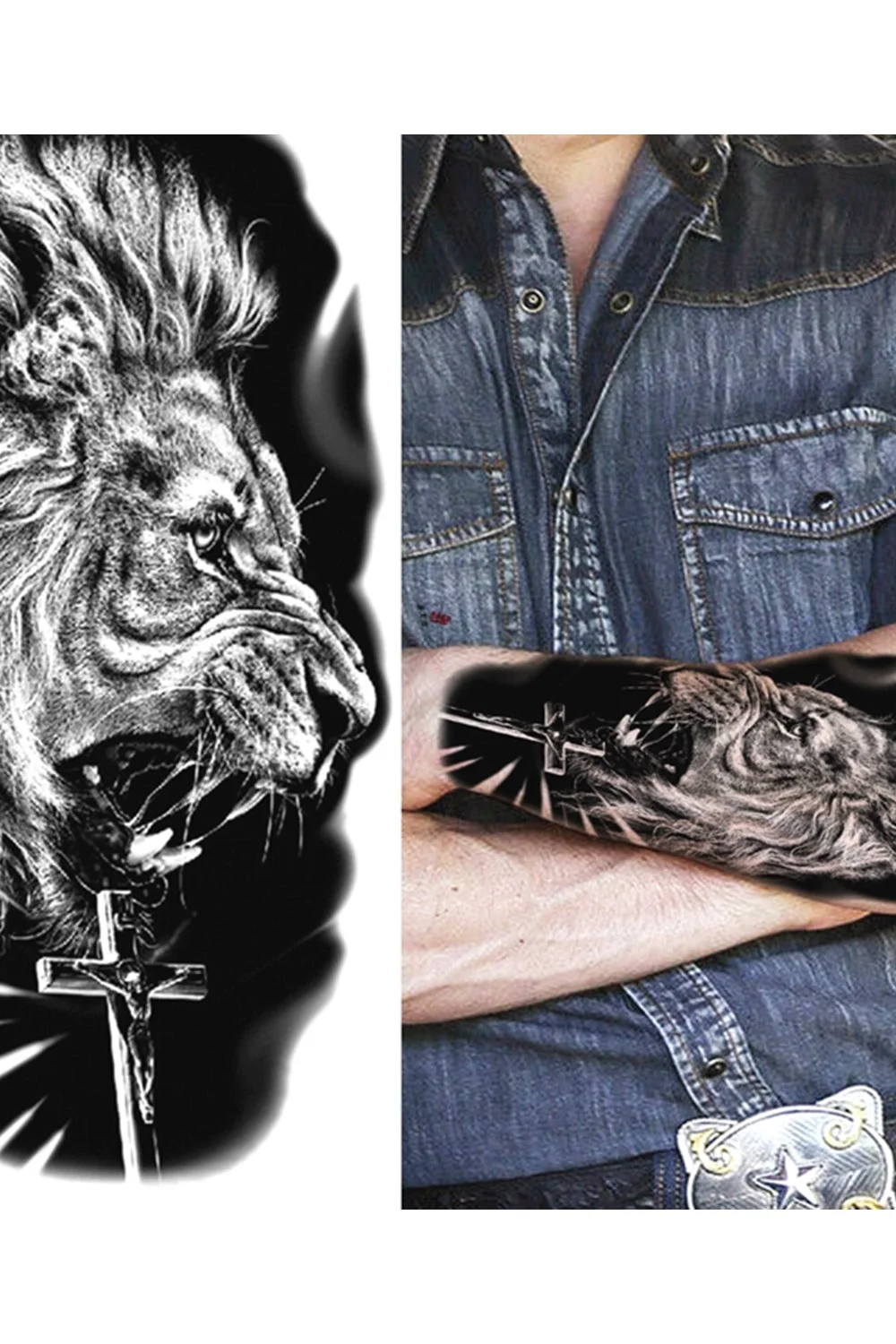  Forest Tattoo Sticker For Men Women Children Tiger Wolf Death Skull Temporary Tattoo Fake Henna Skeleton King Animal Tatoo 921-1