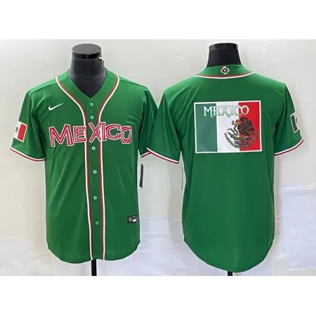 Men's Mexico Baseball 2023 Green World Baseball Classic Team Big Logo Stitched Jersey 09ND