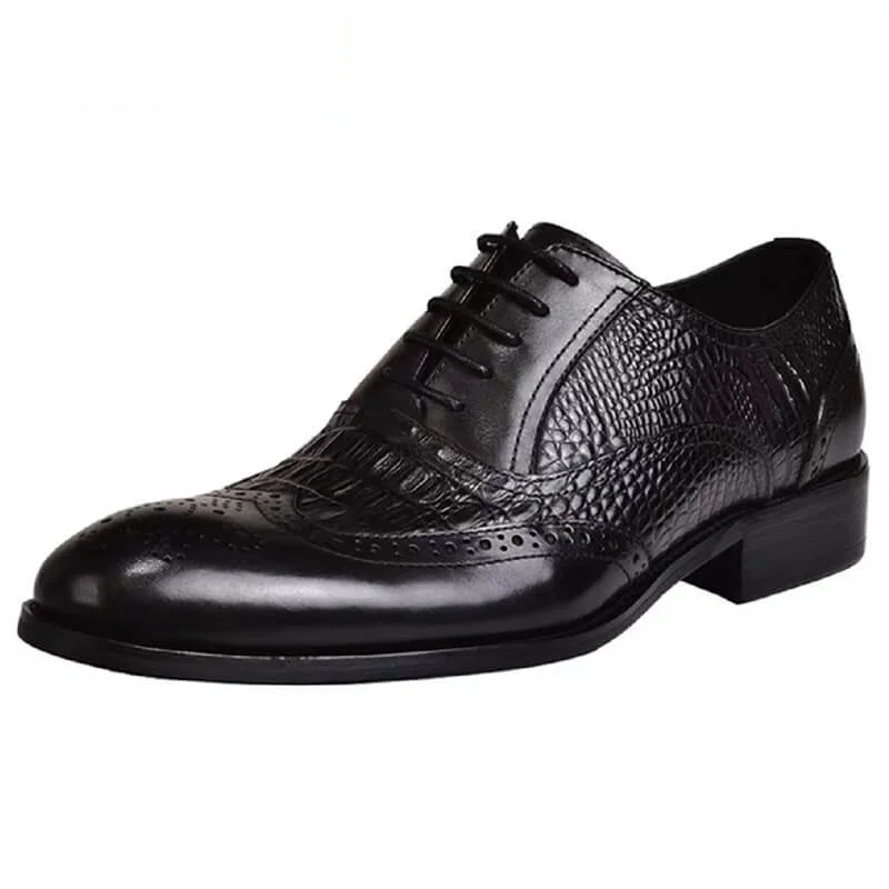 Letclo™Men's Alligator Patent Leather Oxford Dress Shoes letclo Letclo