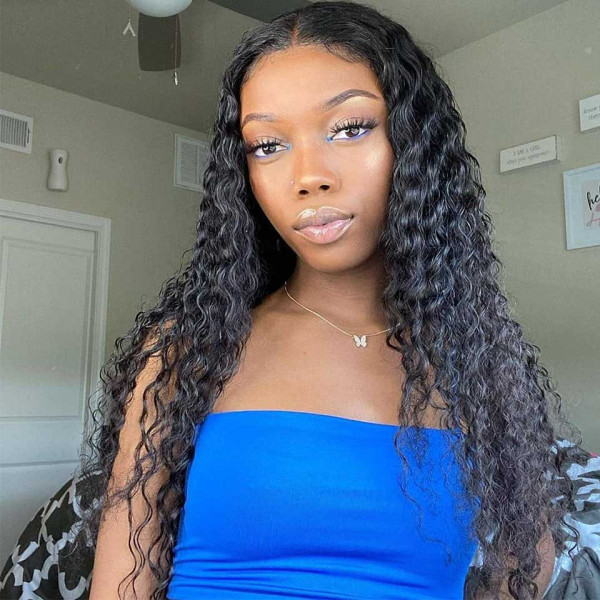 Deep Wave 250% Density U Part Wig Real Human Hair Wigs Natural Color