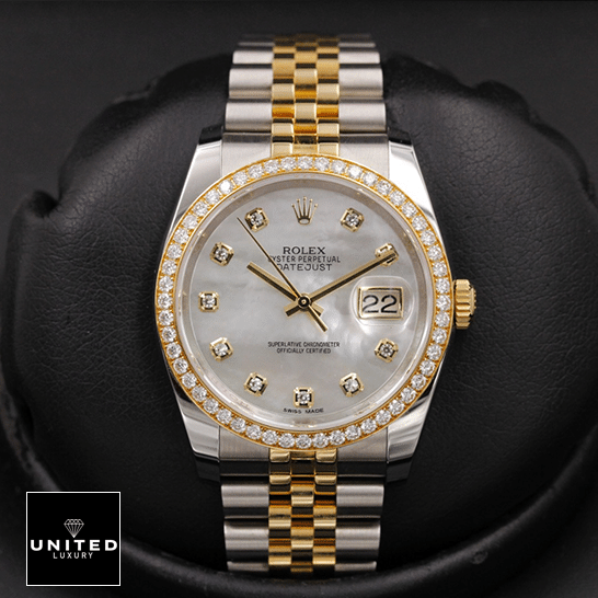 Rolex Datejust 116243 Mother Of Pear Diamond Replica black background