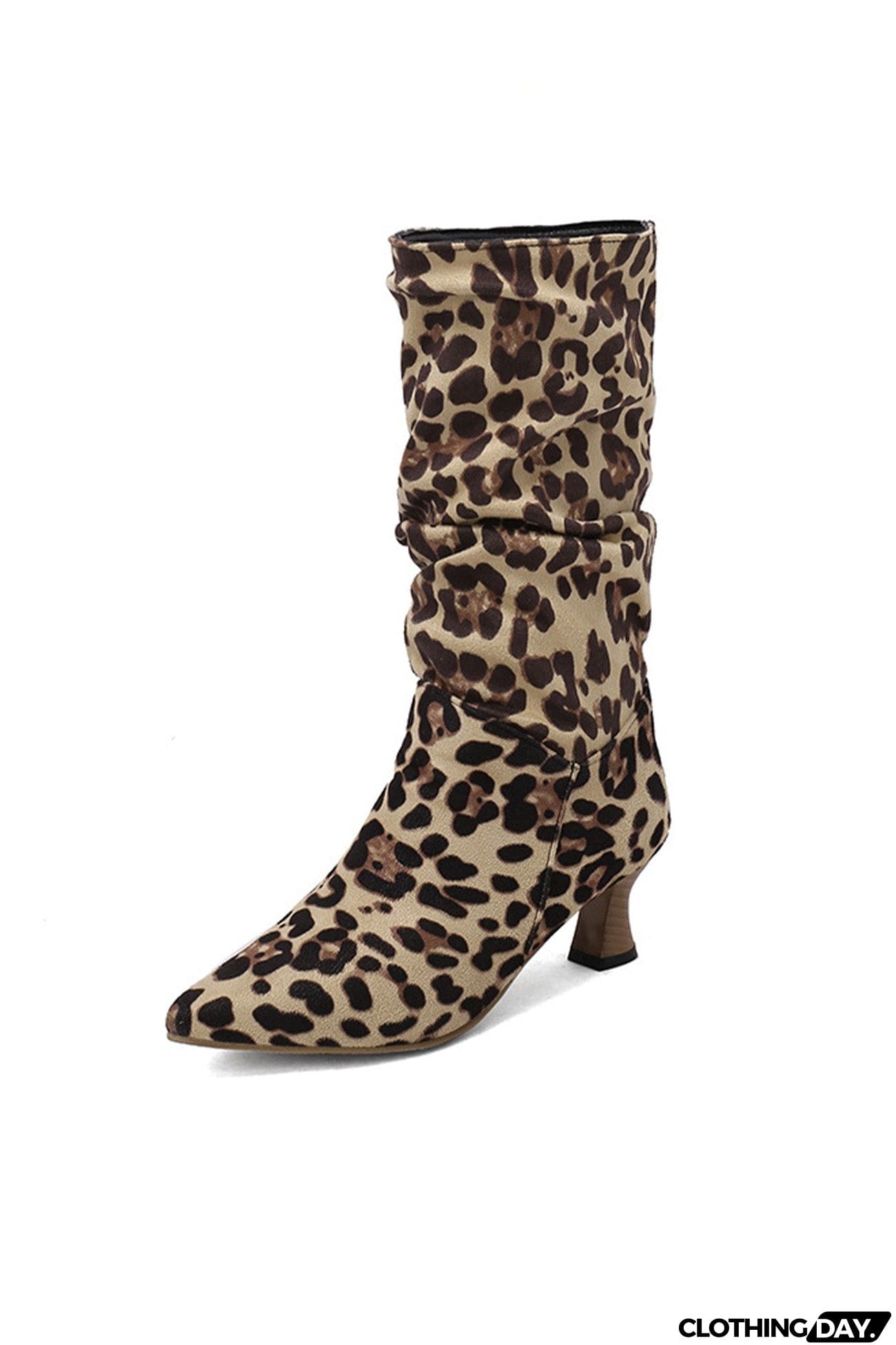 Pointed Toe Pleated Knee High Boots