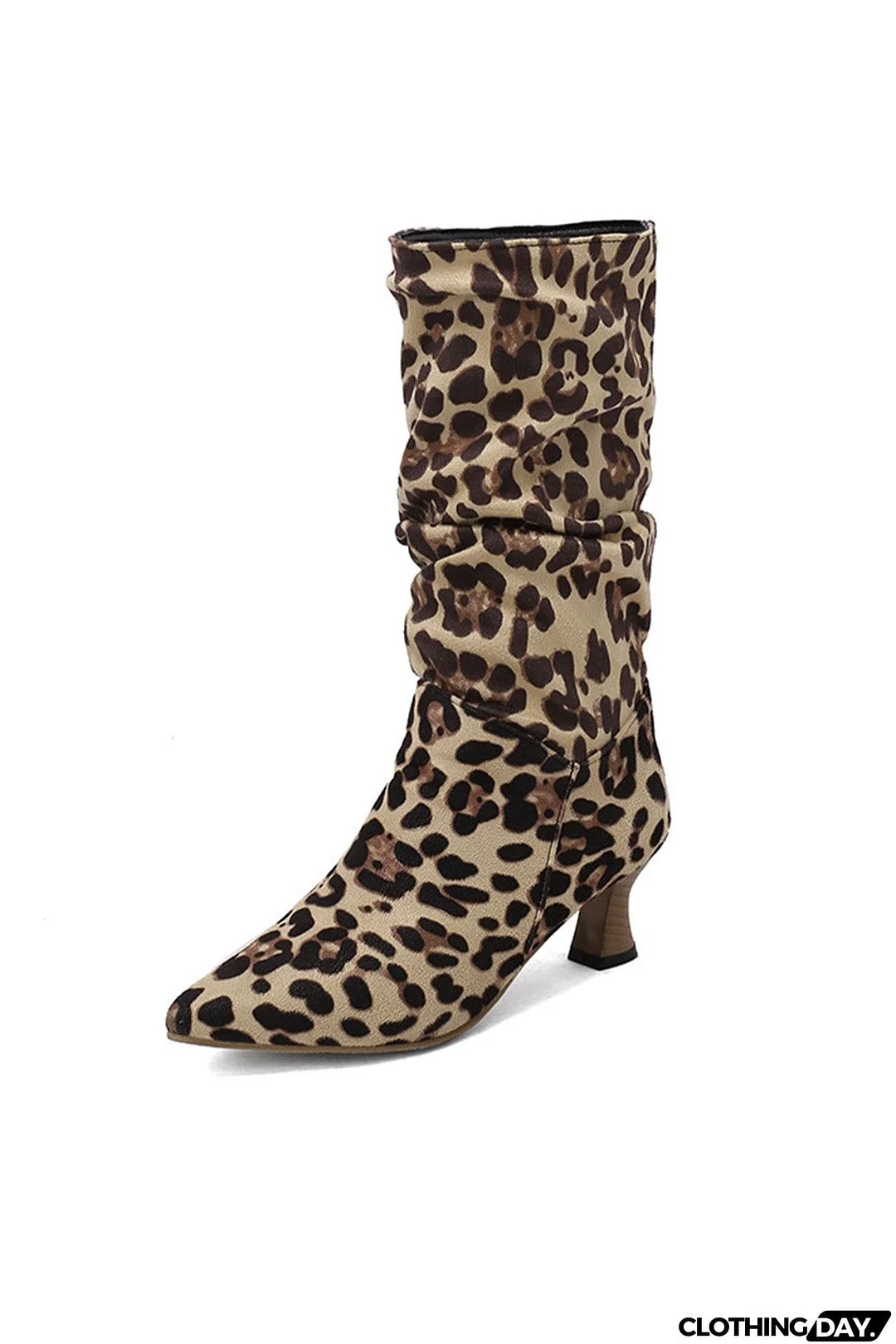 Pointed Toe Pleated Knee High Boots