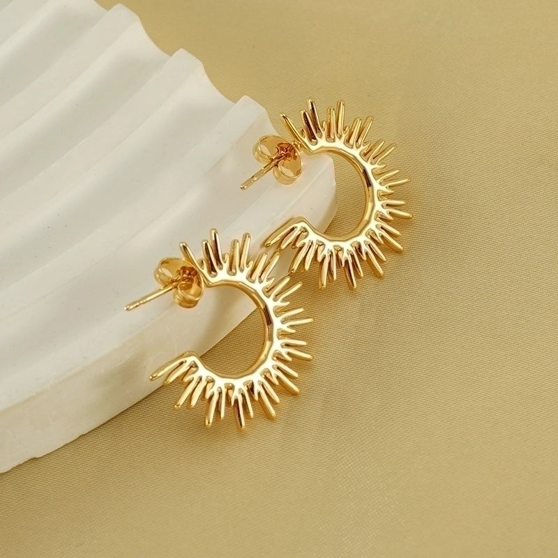 1 Pair Elegant Solid Color Plating Stainless Steel Titanium Steel 18K Gold Plated Ear Studs