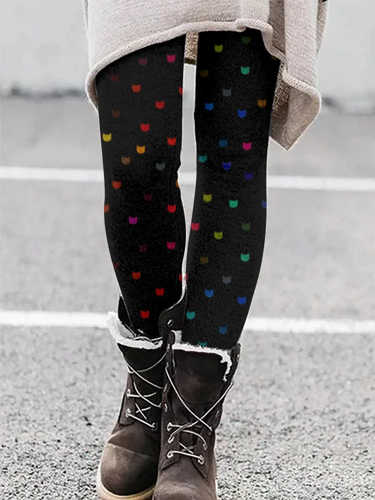 🔥kukelife🔥Cute Little Kitty Pattern Casual Cozy Leggings