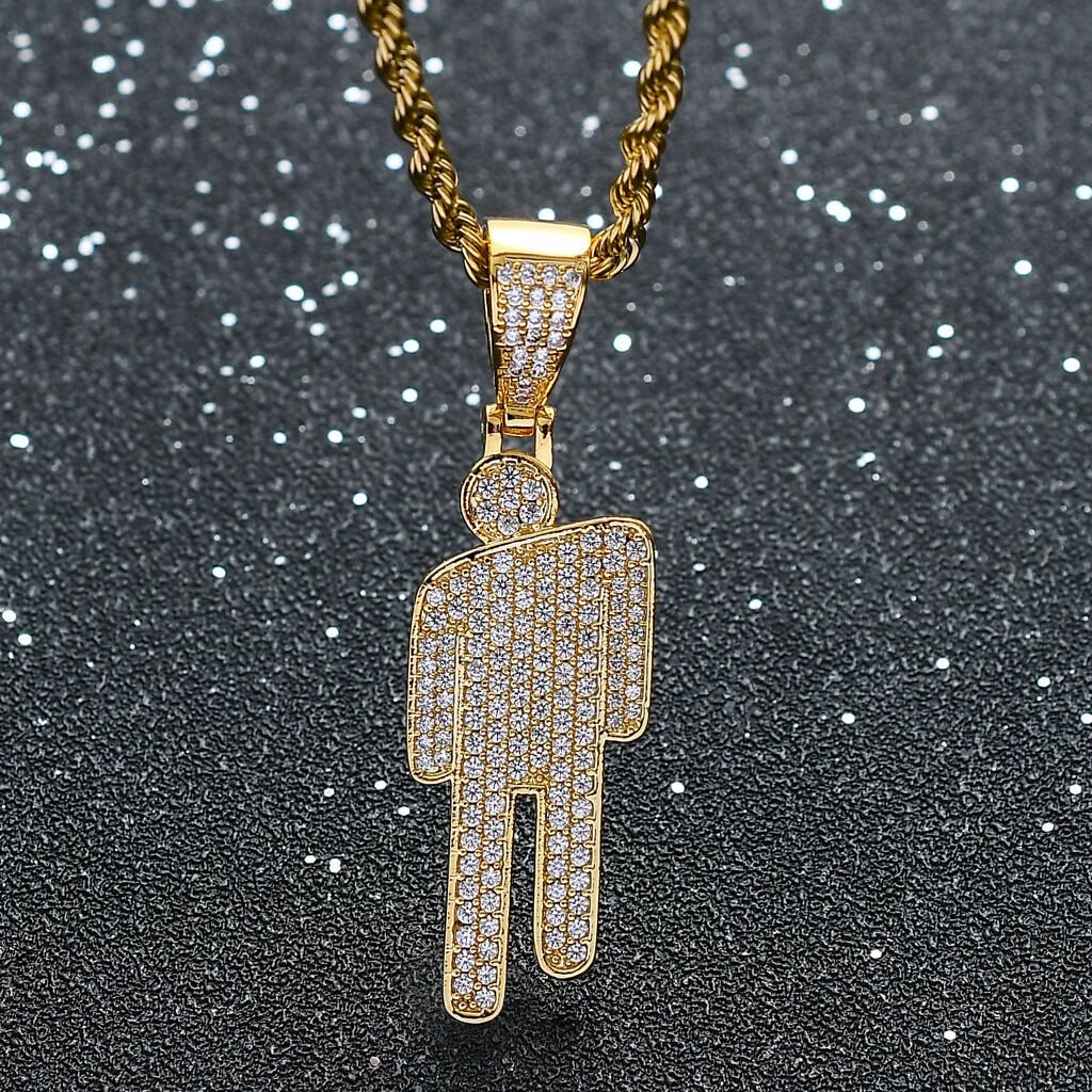 Iced Out Bling Cartoon Pendant Billie Fans Necklace-VESSFUL
