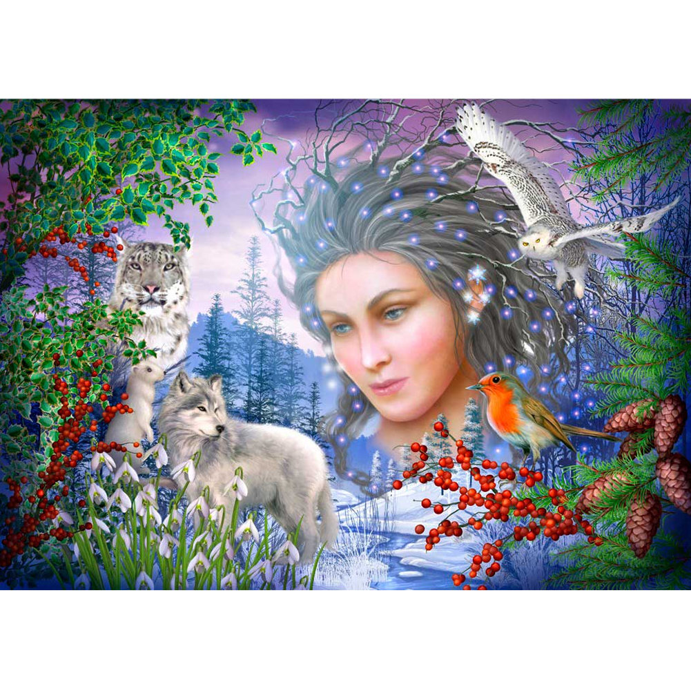 

Snow Elves Wolf - Round Drill Diamond Painting - 40*30CM, 501 Original