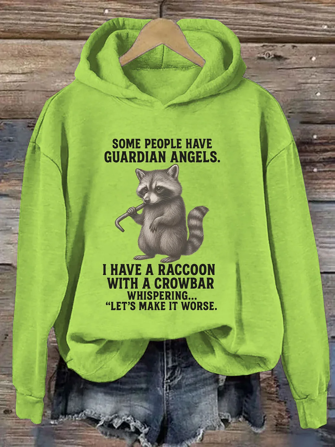 Some People Have Guardian Angels Raccoon With Crowbar Hoodie