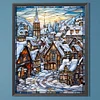 Diamond Painting-DIY Round Part AB Drill Stained Glass Snow Scene (45*55CM)