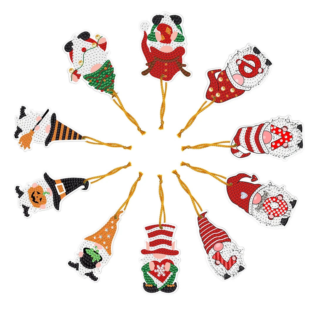 10pcs DIY Diamond Painting Xmas Tree Pendant (Single Side)