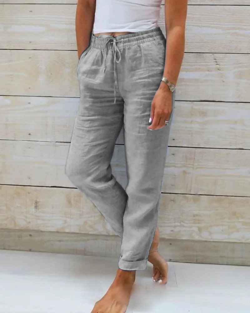 Casual  Solid Color Straight Leg Pant