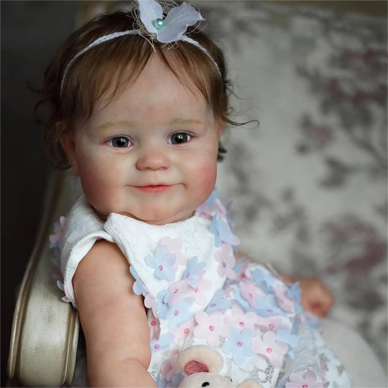[Heartbeat💖 & Sound🔊] Realistic Reborn Baby Toddlers Girl Hilda 20'' Lifelike Awake Reborn Baby Doll with Brown Hair