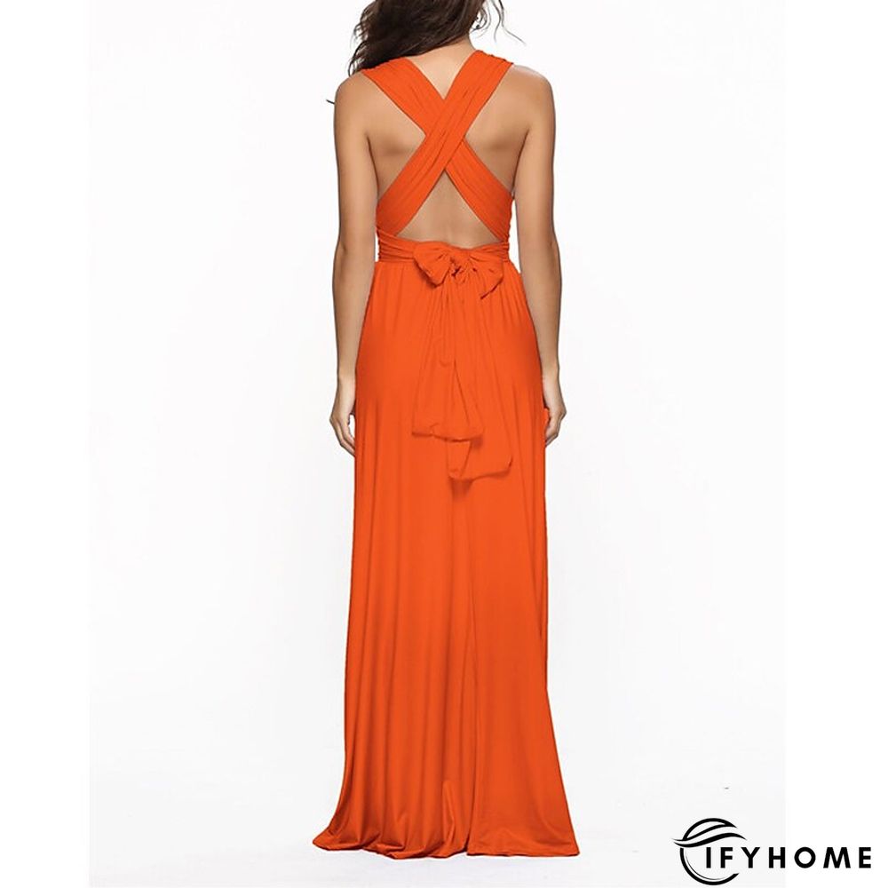 Women‘s Prom Party Dress Swing Dress Long Dress Maxi Dress Green Black Blue Sleeveless Pure Color Backless Spring Summer V Neck Party S M L XL | IFYHOME