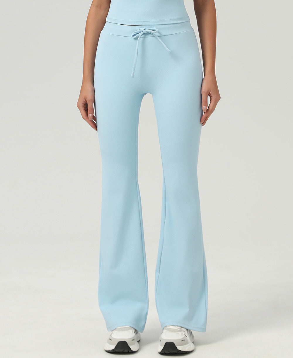 High Rise Drawstring Waist Flare Legging