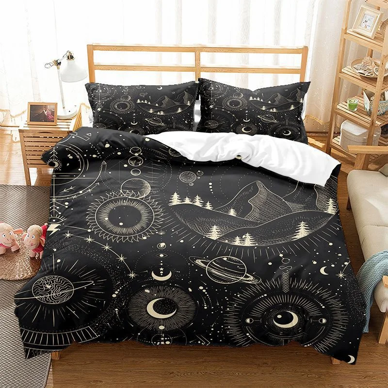Sun, Moon and Galaxy Mysterious Quilt Set, 3-piece Set