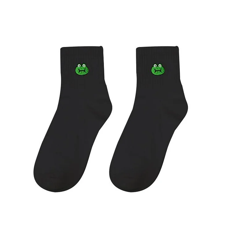 Animal Embroidery Cotton Ankle Socks - Modakawa Modakawa
