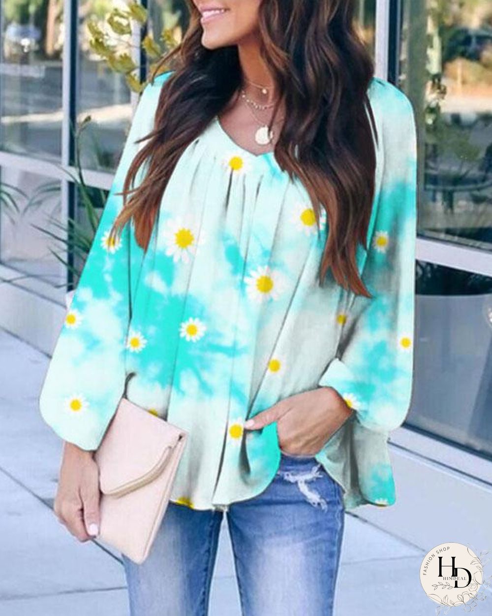 Women Flower Long Sleeve Tops