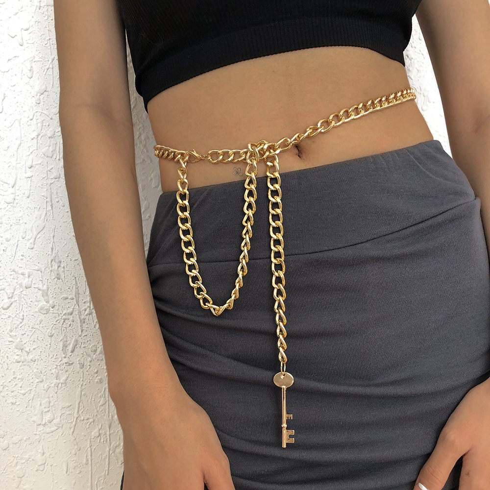Personalized thick chain retro metal waist chain