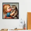 Diamond Painting-DIY Full Round Drill Girl Cat(40*40 CM)