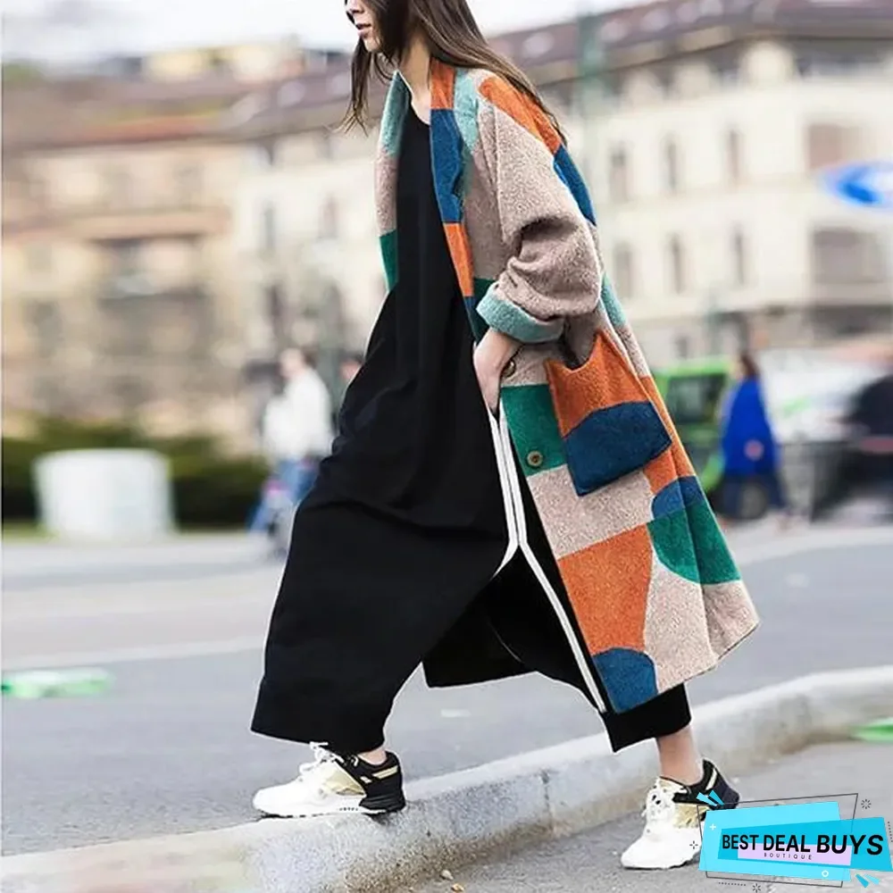 Turndown Collar Geometry Printed Coats