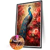 (Grande Taille) Paon et fleur rouge-plein diamant rond peinture-40 * 60cm