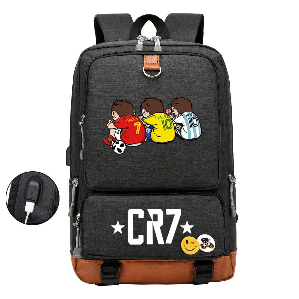 Buzzdaisy Get Sports-Ready with Cristiano Ronaldo Printed Multi-Storage Backpack w/ USB and Laptop Space