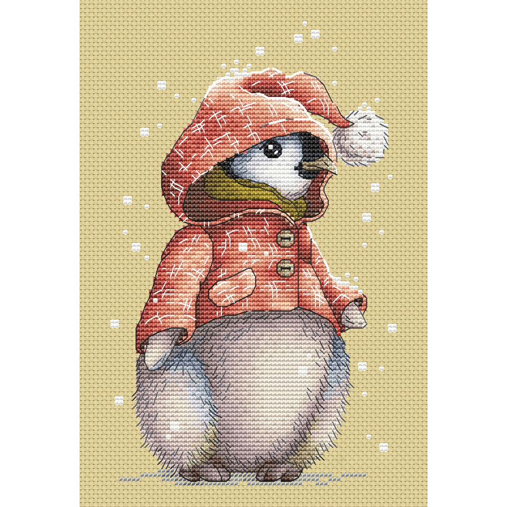 Winter Penguin Full 14CT Counted Canvas(24*35cm) Cross Stitch