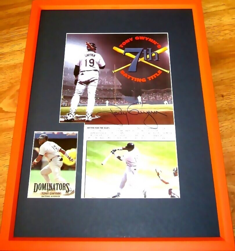 Tony Gwynn autographed signed Padres 7th Batting Title Photo Poster painting framed to 16x20 COA