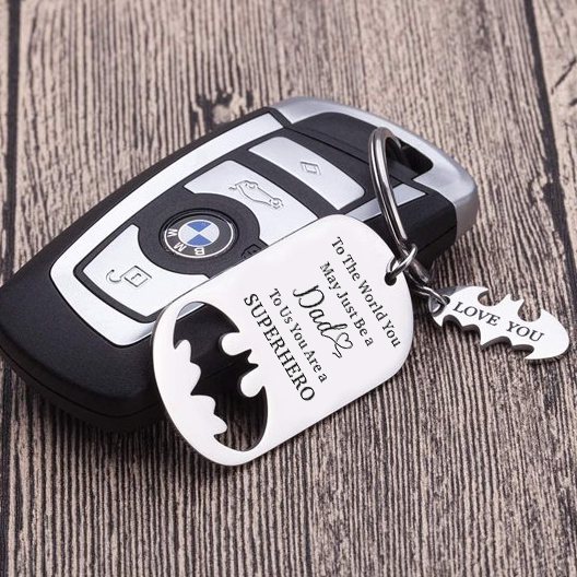 You Are A Superhero Keychain Personalised 2 Names Bat Keychain Engraved Gift for Dad/Grandpa/Grandad/Mom/Mum-Jessemade AU