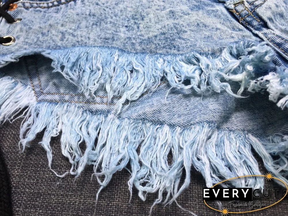 Womens Jean Shorts High Waisted Frayed Ripped Denim Short Jeans Size Lace up Shorts Plus Size