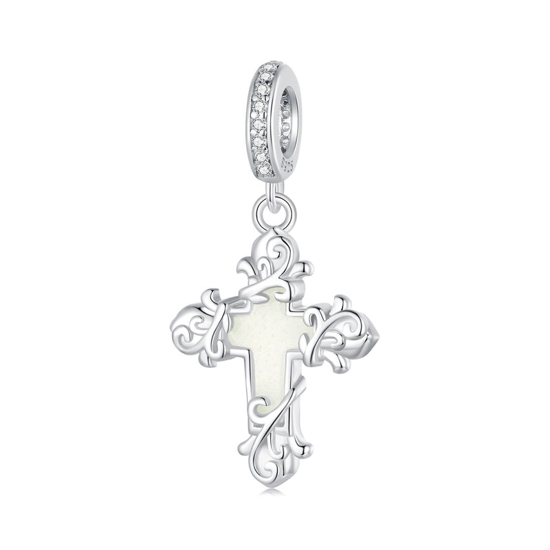 1 Piece 28*15mm 925 Sterling Silver Zircon Cross Pendant Beads Jewelry Accessories