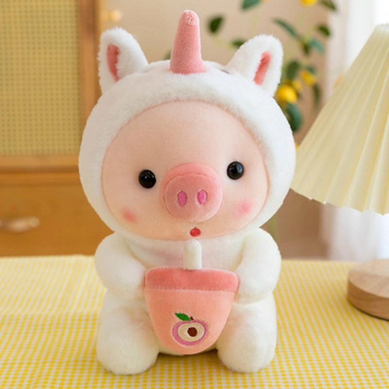 Cute Holding Bottle Pig Doll Plush Toy Little Tiger Rag Doll Christmas Doll Grasping Machine