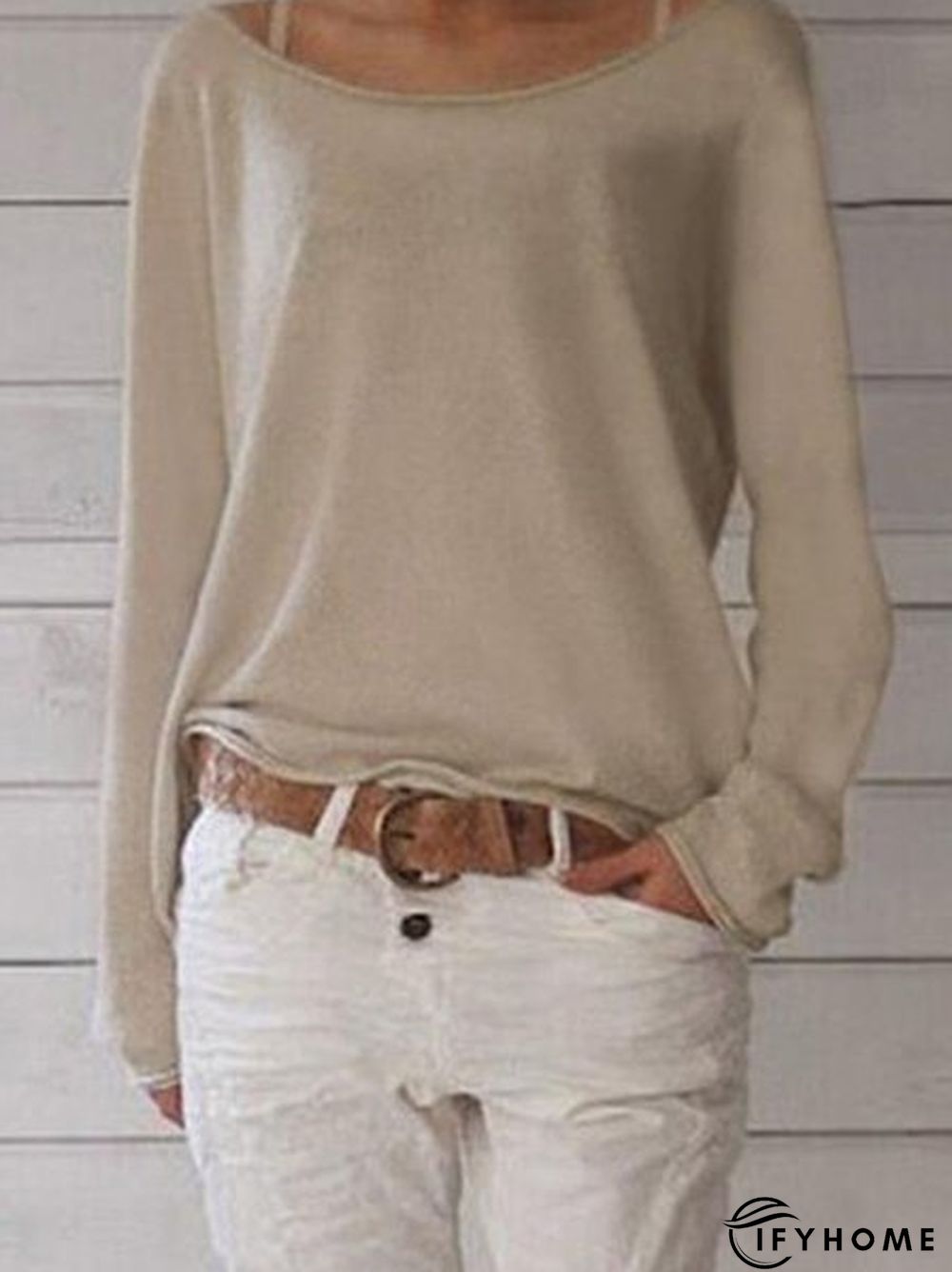 Long Sleeve Crew Neck Cotton T-shirt | IFYHOME