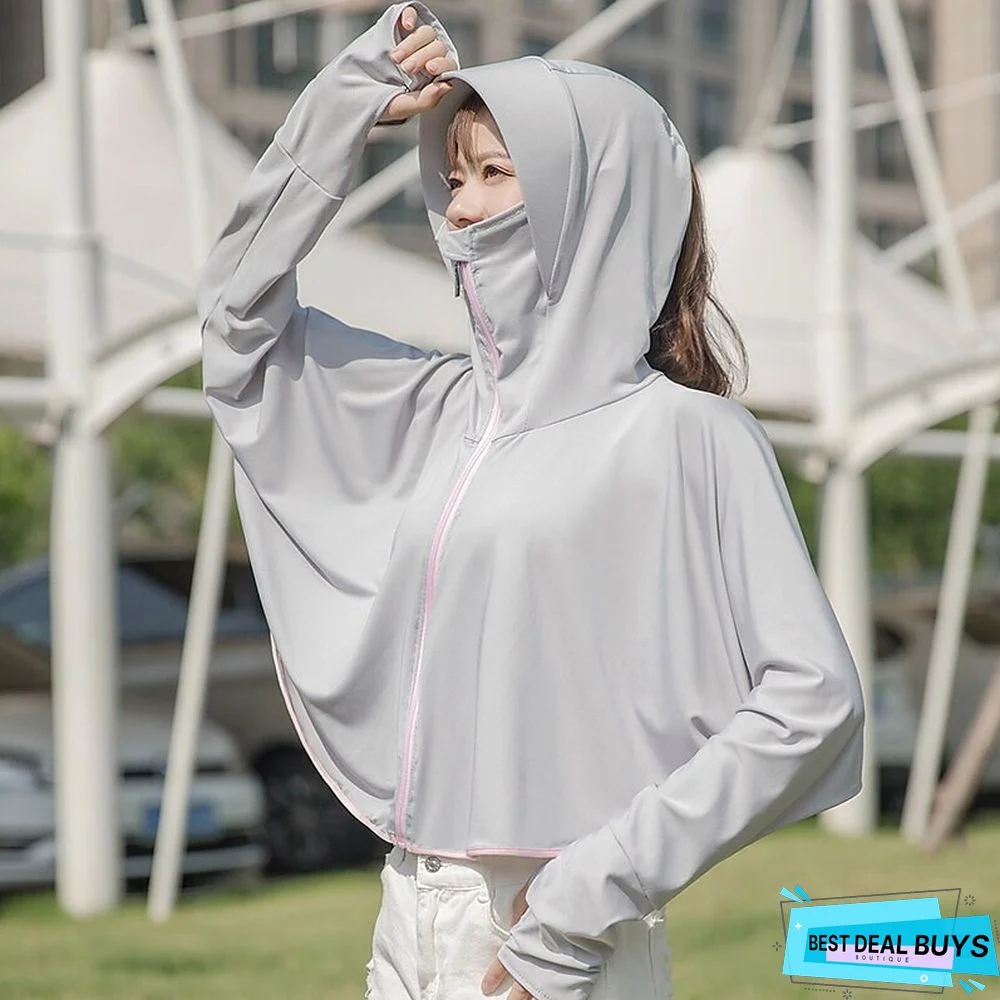 Women's UPF 50+ UV Sun Protection Zip Up Hoodie Long Sleeve Fishing Running Hiking Jacket Summer Outdoor Anti-Mosquito Breathable Ultraviolet Resistant Windbreaker Full Zipper Ventilation Zip Hunting