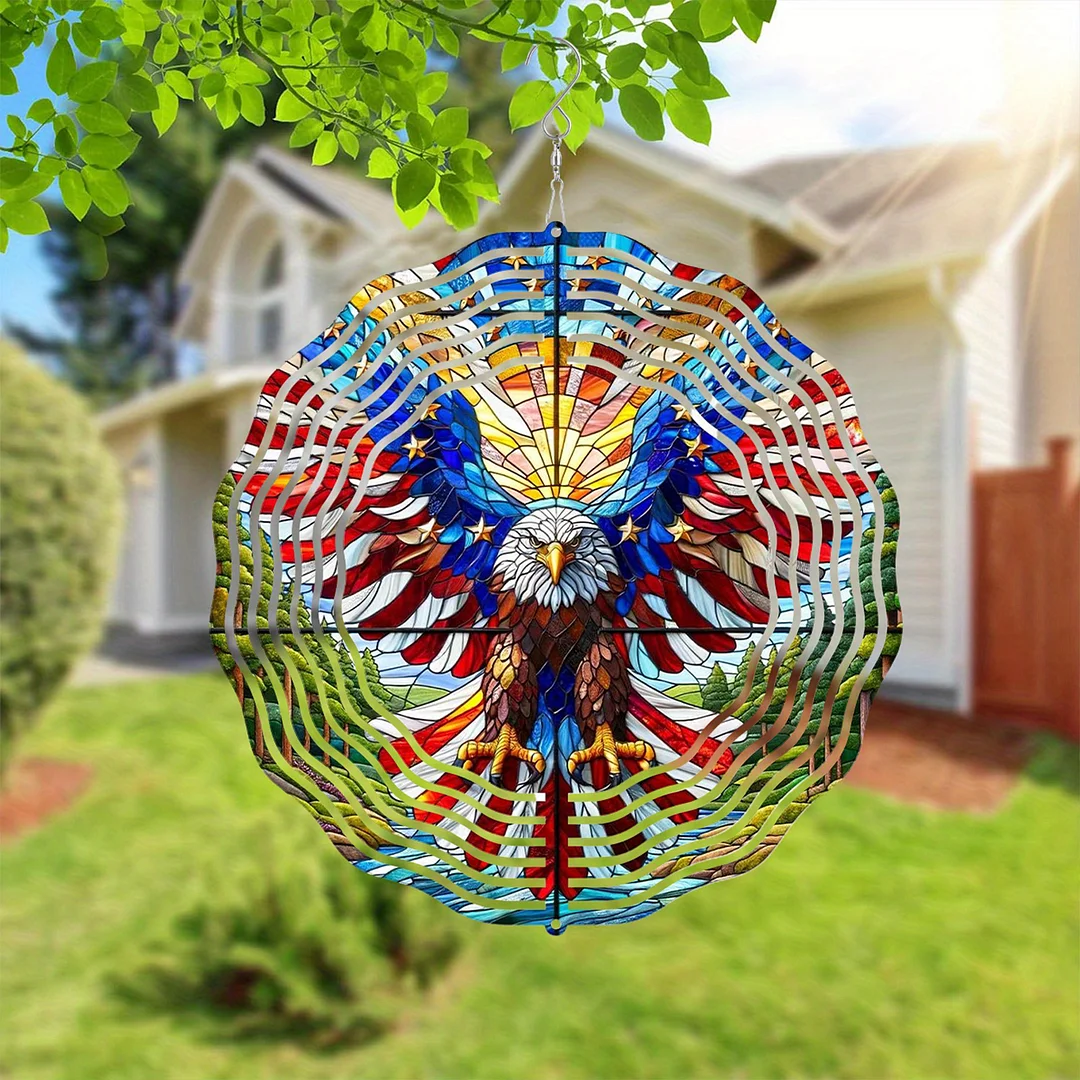3D Hanging Wind Spinner 360 Degree Rotating 10-Inch Garden Wind Spinners Hanging Wind Catcher Art Gift for Home Garden Halloween Christmas (eagle)
