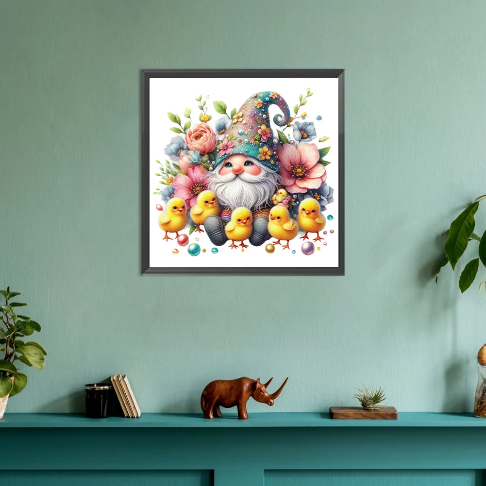 Full Round Diamond Painting 30*30cm - Beautiful Goblin And Chicken