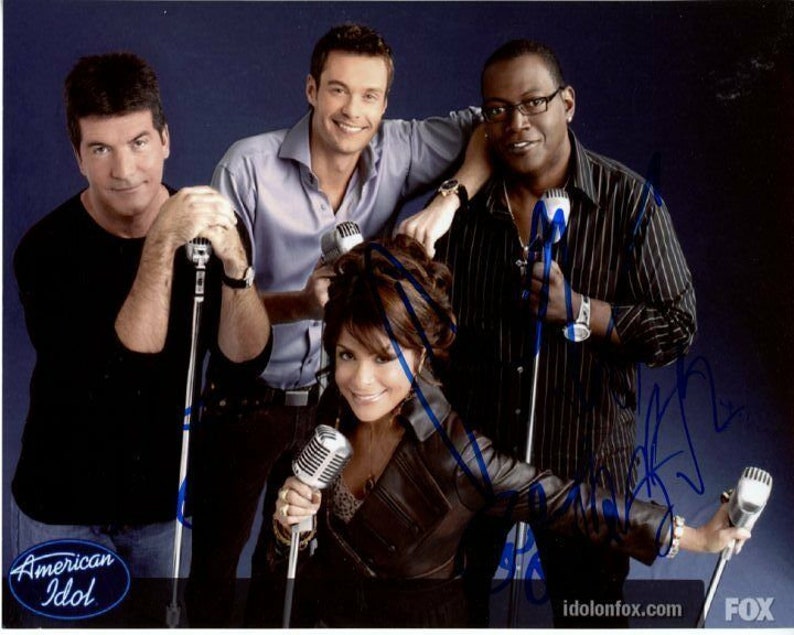 Ryan seacrest paula abdul randy jackson signed autograph american idol Photo Poster painting