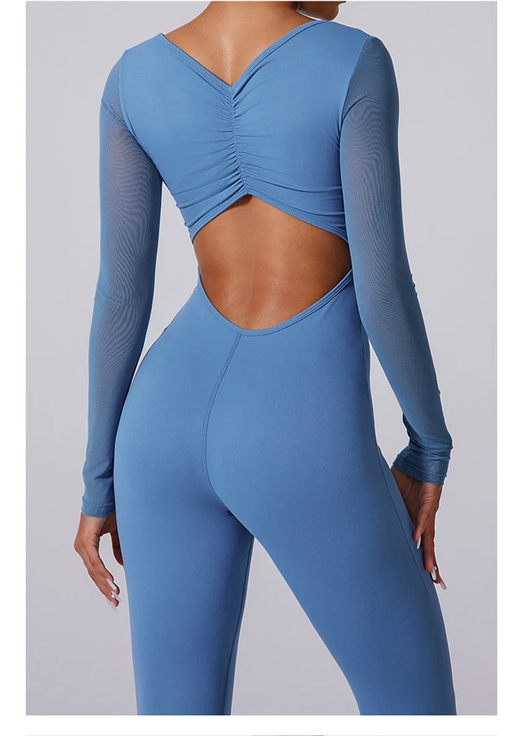 PASUXI Wholesale Stylish & Sexy Mesh One-Piece Bodysuit with Pleated Back Detail - Long Sleeve for Alluring Elegance huanwei