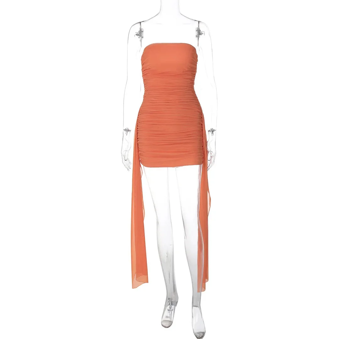 Toloer Ruched Strapless Mini Dress-Outfit Ideas